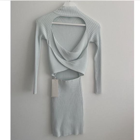 Dion Lee Stripe Rib Twist Mini Dress in Clear Blue - Picture 2 of 3